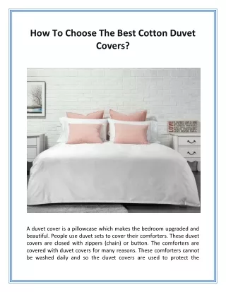 How To Choose The Best Cotton Duvet Covers?