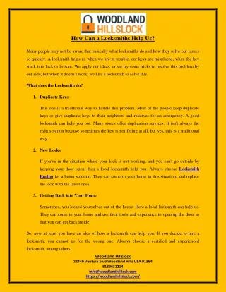 how can a locksmiths help us