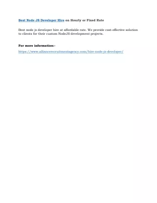 best node js developer hire on hourly or fixed