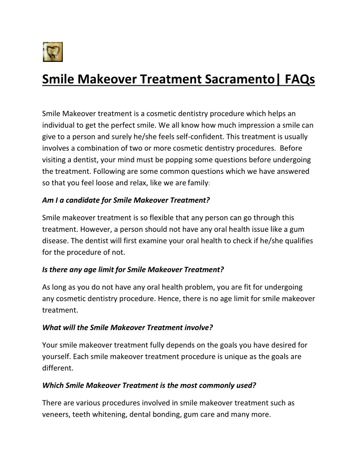 smile makeover treatment sacramento faqs