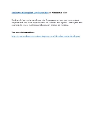 dedicated sharepoint developer hire at affordable