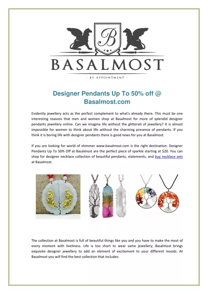 designer pendants up to 50 off @ basalmost com