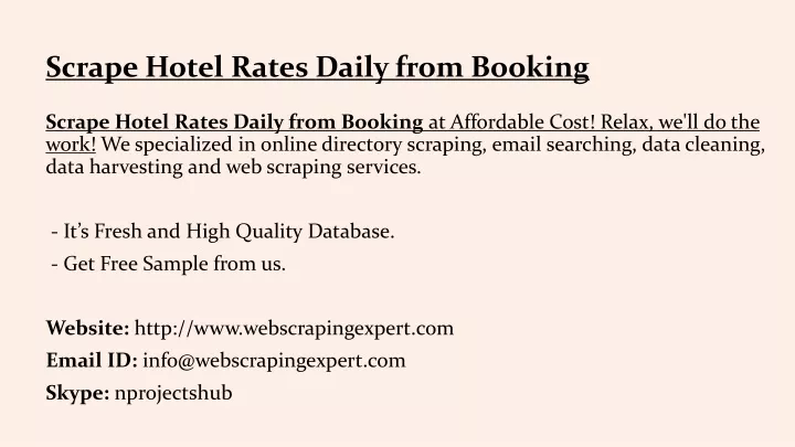scrape hotel rates daily from booking