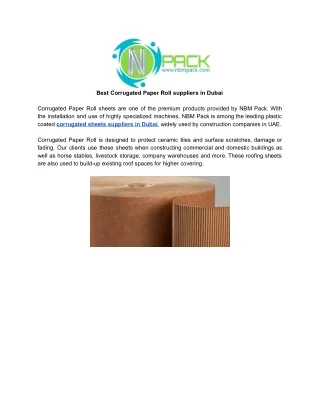 best corrugated paper roll suppliers in dubai