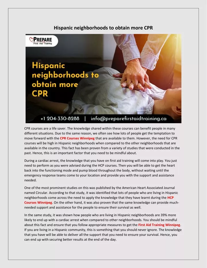 hispanic neighborhoods to obtain more cpr