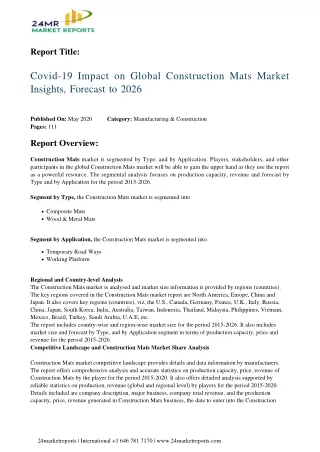 Construction Mats Market Insights, Forecast to 2026