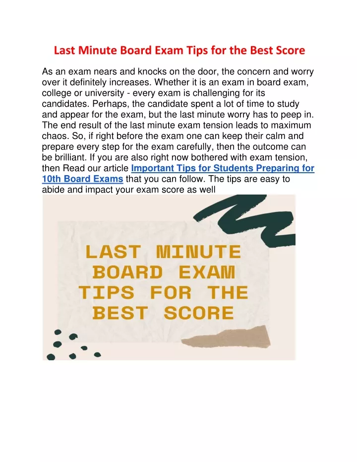 last minute board exam tips for the best score