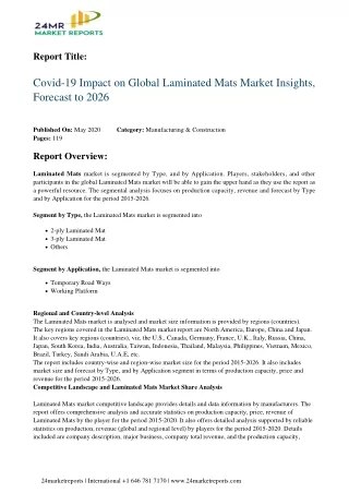 Laminated Mats Market Insights, Forecast to 2026
