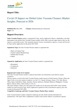Litter Vacuum Cleaners Market Insights, Forecast to 2026