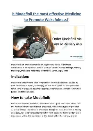 Is Modafinil the most effective Medicine to Promote Wakefulness?