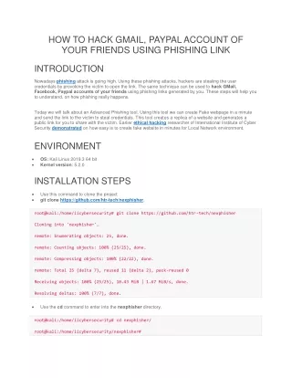 HOW TO HACK GMAIL, PAYPAL ACCOUNT OF YOUR FRIENDS USING PHISHING LINK