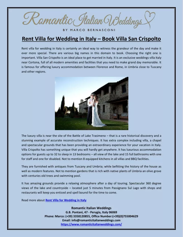 rent villa for wedding in italy book villa