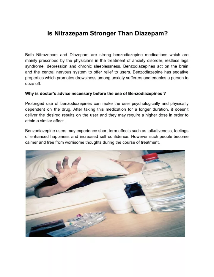 is nitrazepam stronger than diazepam