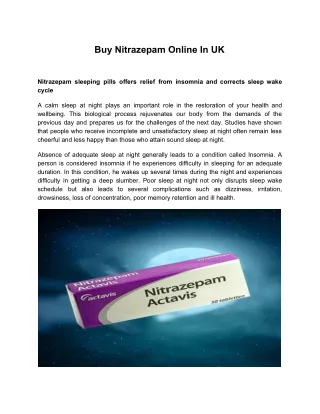 Buy Nitrazepam Online In UK
