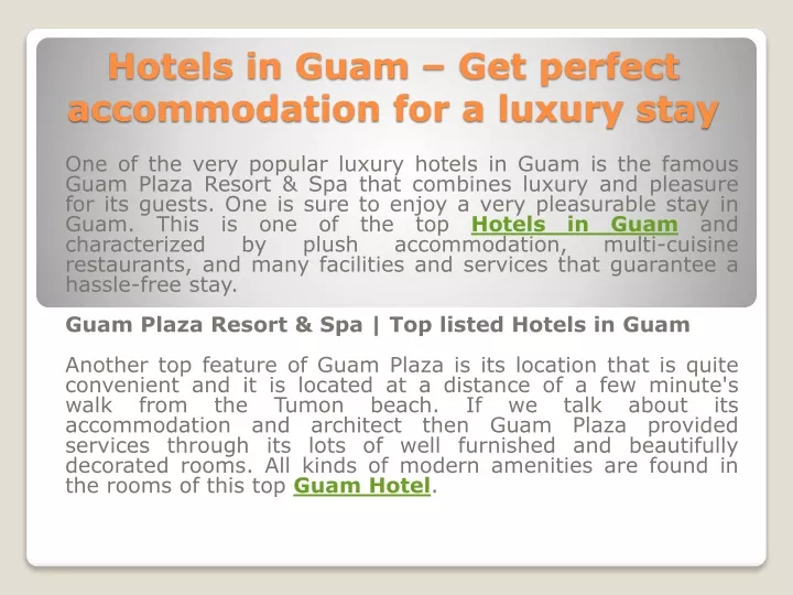 hotels in guam get perfect accommodation for a luxury stay