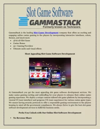 gammastack is the leading slot game development