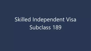 skilled independent visa subclass 189