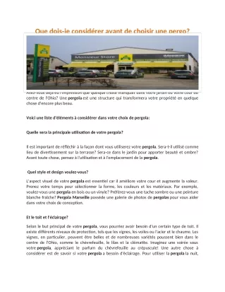 que dois je consid rer avant de choisir une pergo