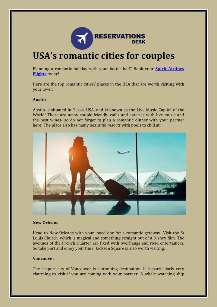 usa s romantic cities for couples planning