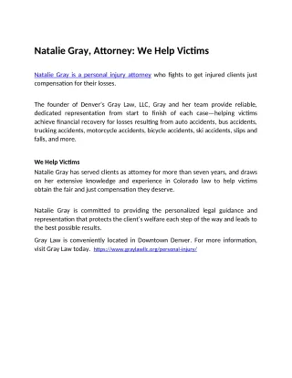 Natalie Gray, Attorney We Help Victims