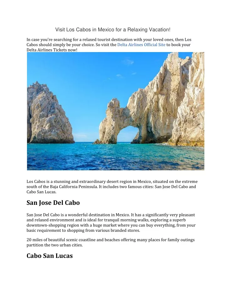 visit los cabos in mexico for a relaxing vacation