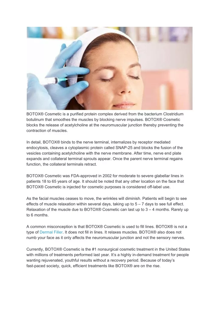 botox cosmetic is a purified protein complex