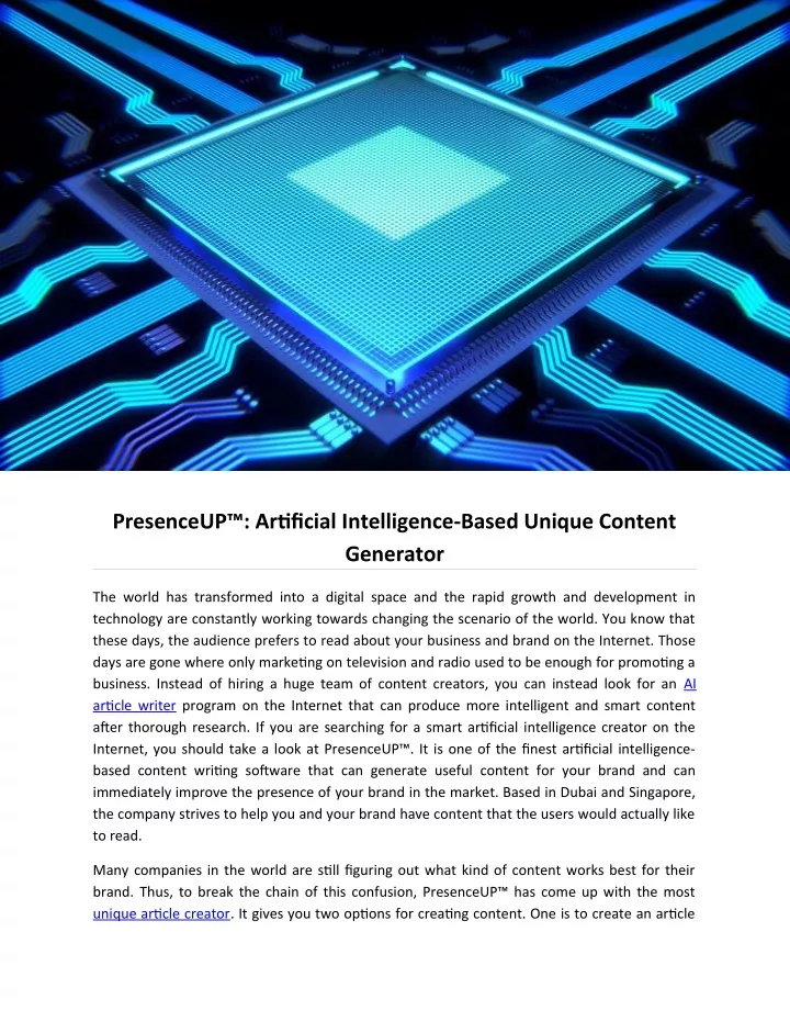 presenceup artificial intelligence based unique