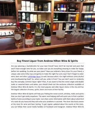 Buy Finest Liquor from Andrew Hilton Wine & Spirits