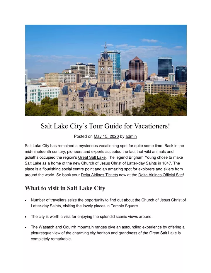 salt lake city s tour guide for vacationers