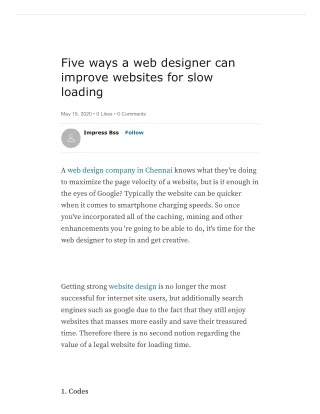 Five ways a web designer can improve websites for slow loading