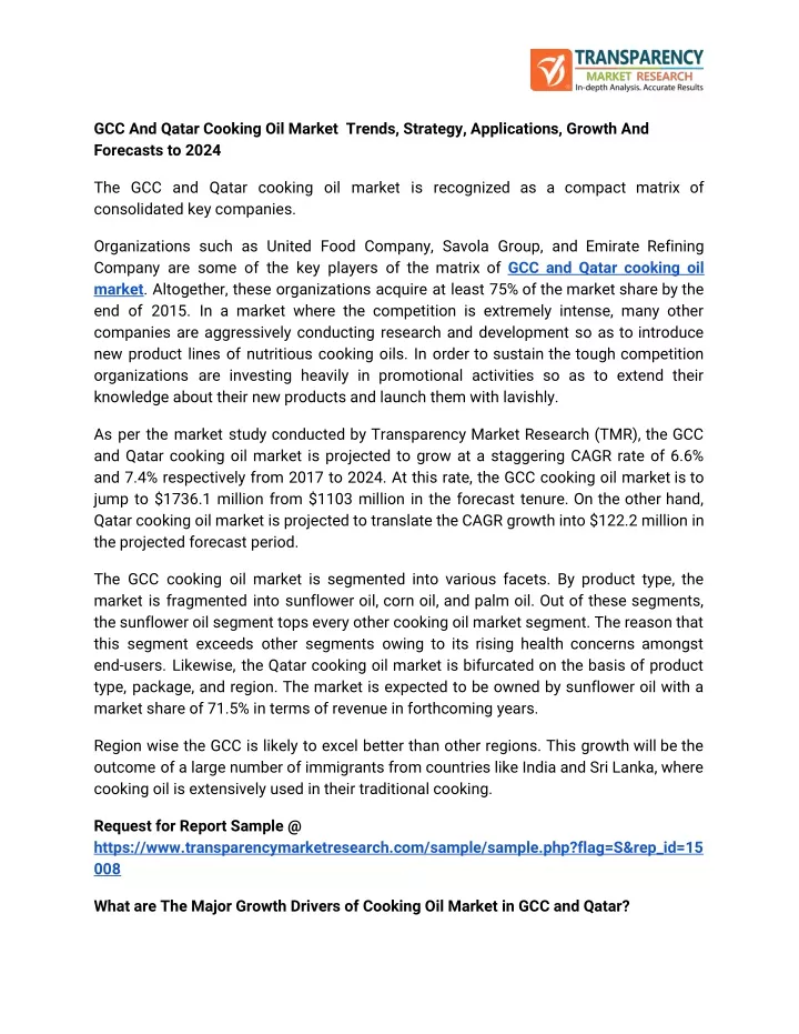 gcc and qatar cooking oil market trends strategy