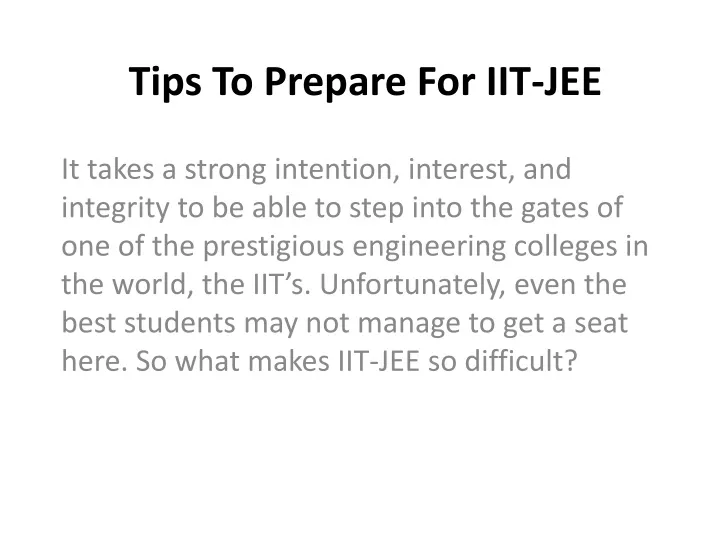 tips to prepare for iit jee
