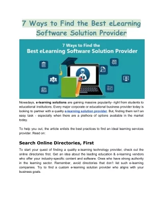 7 Ways to Find the Best eLearning Software Solution Provider