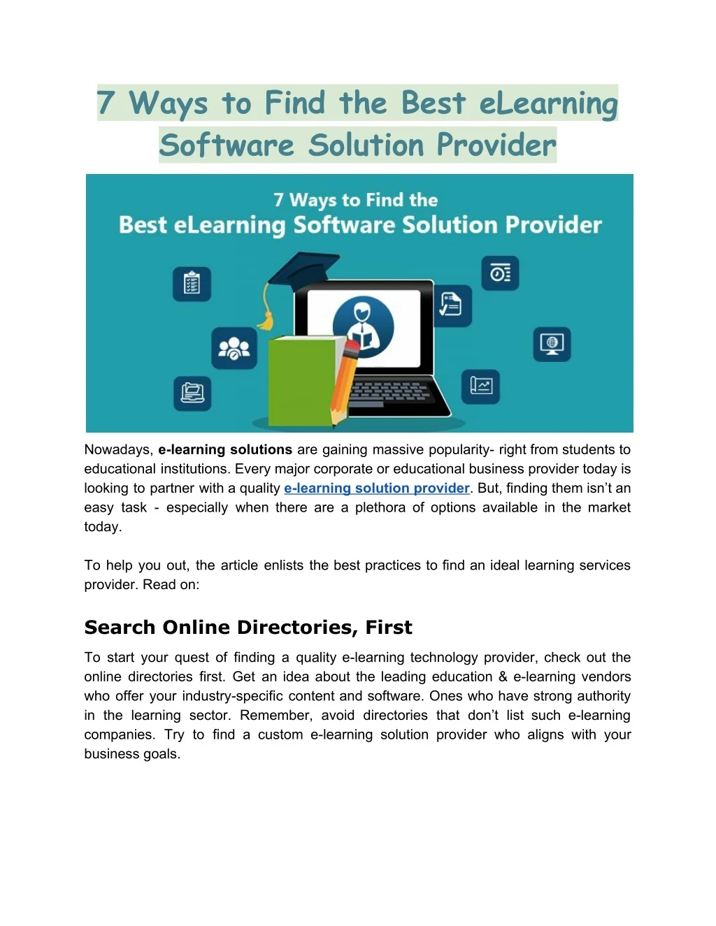 PPT - 7 Ways to Find the Best eLearning Software Solution Provider ...