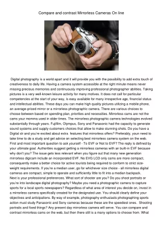 compare and contrast mirrorless cameras on line