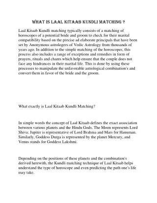 what is laal kitaab kundli matching