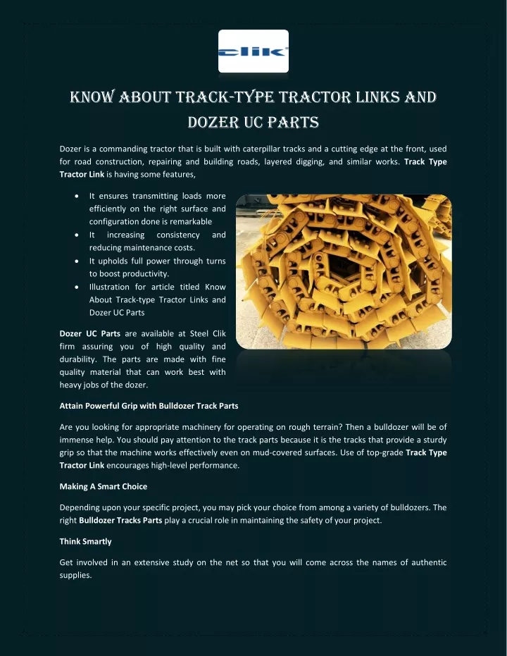 know about track type tractor links and dozer