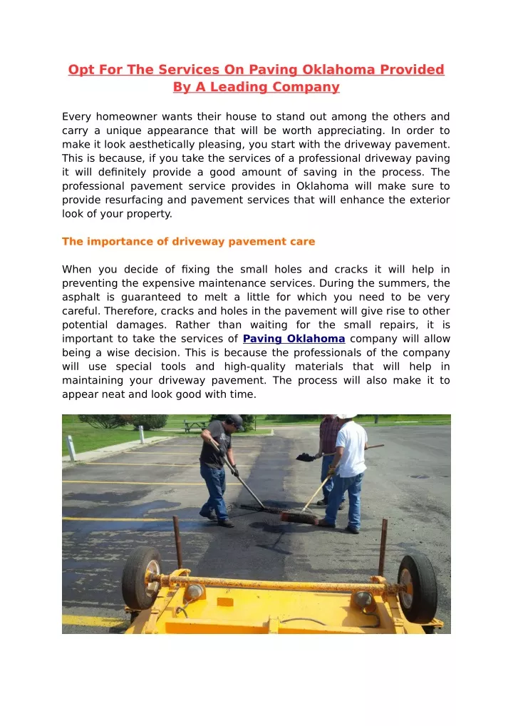 opt for the services on paving oklahoma provided