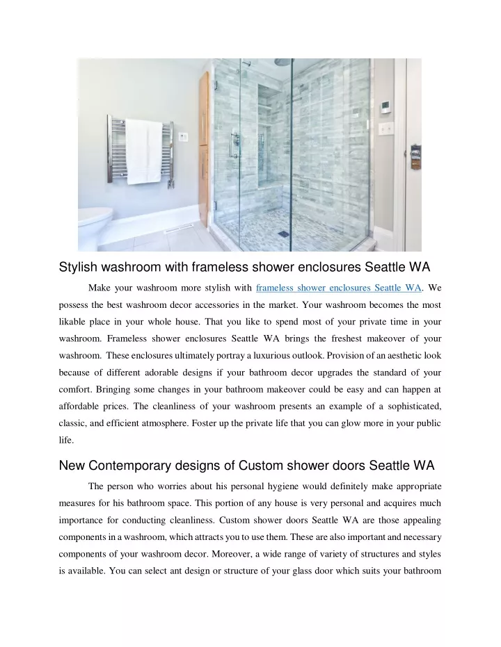 stylish washroom with frameless shower enclosures