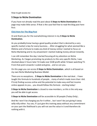 5 Steps to Niche Domination