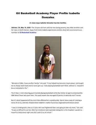gil basketball academy player profile isabella