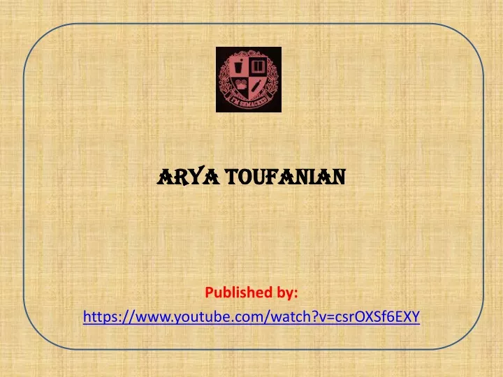 arya toufanian published by https www youtube com watch v csroxsf6exy