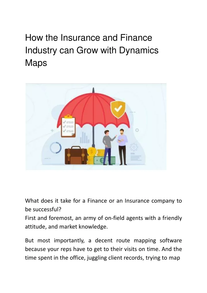 how the insurance and finance industry can grow with dynamics maps