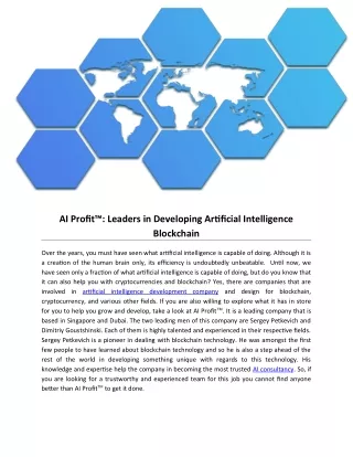 AI Profit™: Leaders in Developing Artificial Intelligence Blockchain