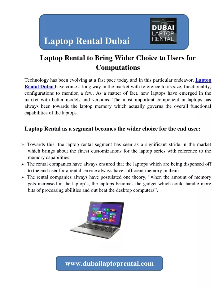 laptop rental dubai
