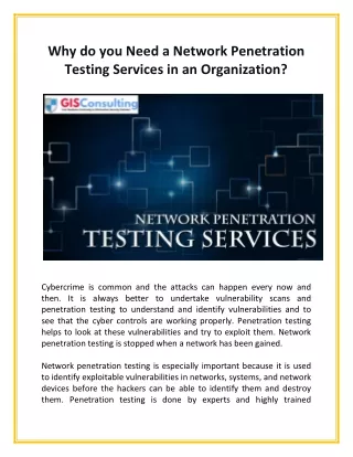 why do you need a network penetration testing