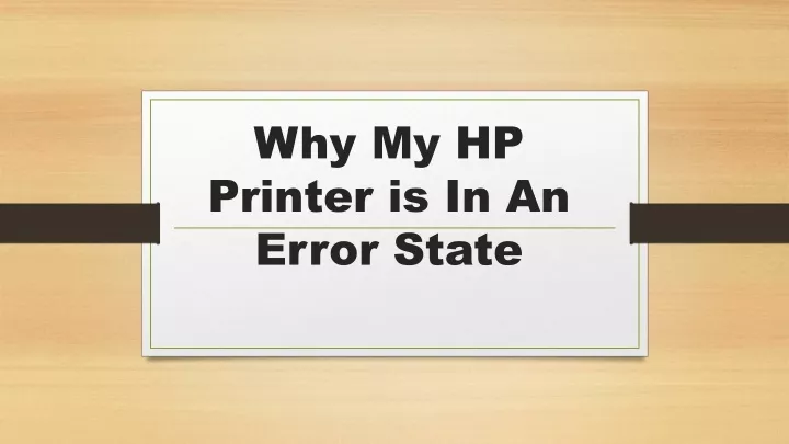 why my hp printer is in an error state
