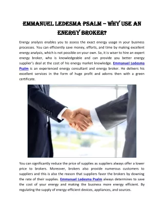 Emmanuel Ledesma Psalm – Why Use an Energy Broker?
