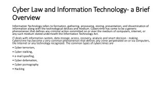 cyber law and information technology a brief overview