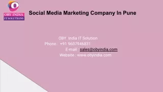 Social Media Marketing Company in Pune - OBY India IT Solution